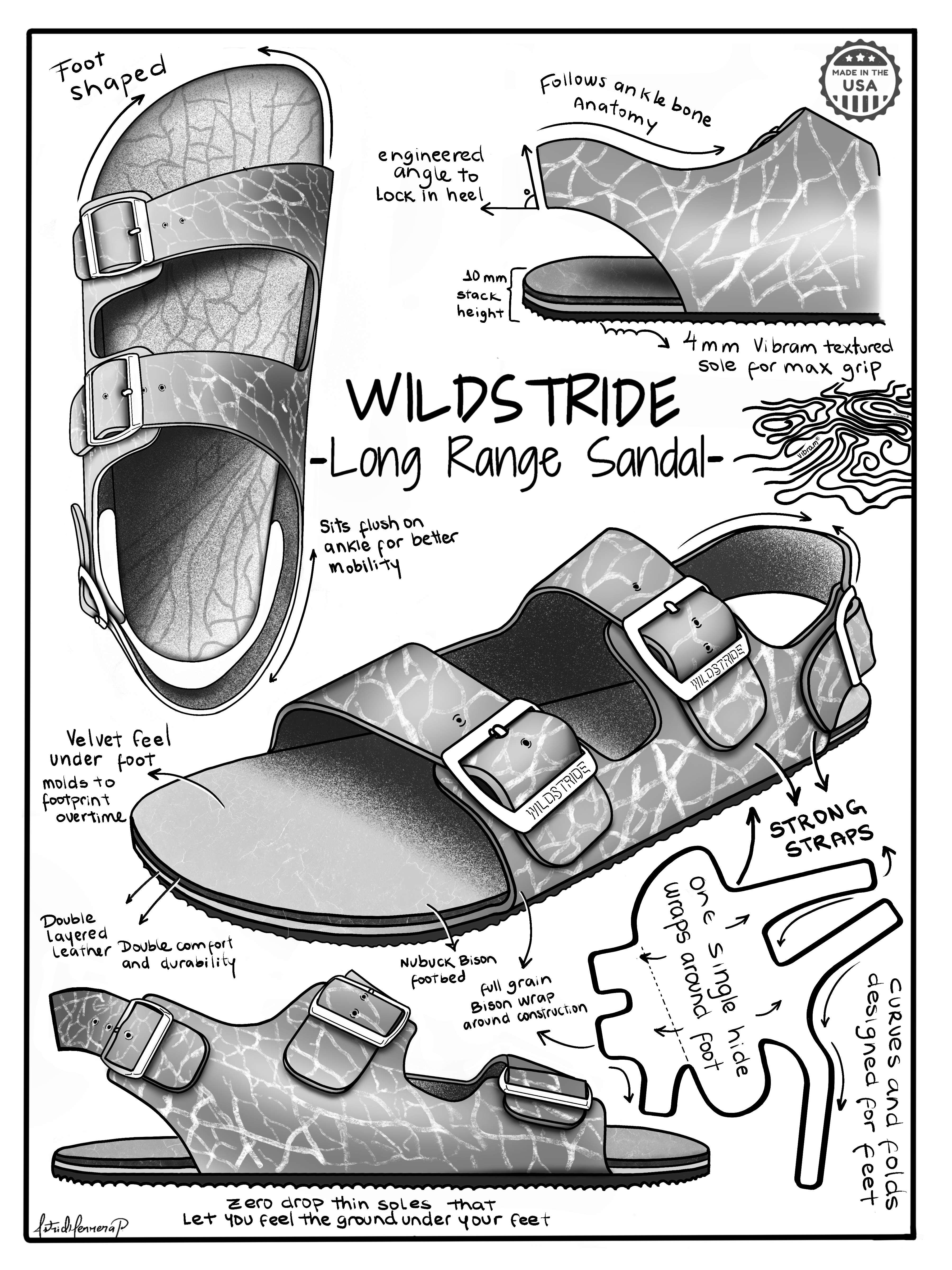 Long-Range Midnight Black Sandal